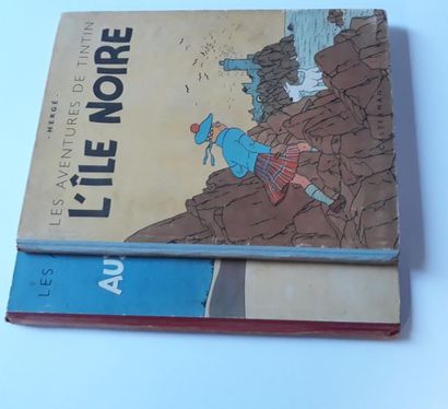 TINTIN set of 2 albums: L'Ile noire (Blue back, B1, 1947), Crab with golden claws...