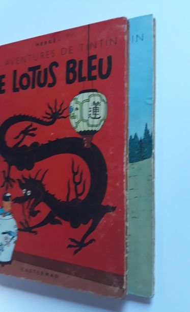 TINTIN ensemble de 2 albums : Le Lotus Bleu (B1, 1946), En Amérique (B1, 1945). Editions...