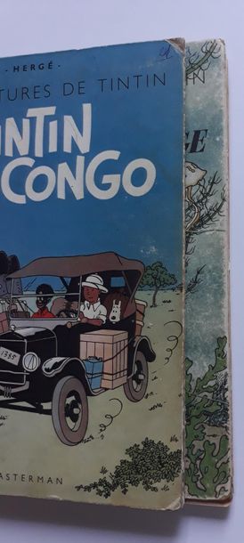 TINTIN ensemble de 2 albums : Au Congo (B1, 1947, état moyen), Rackam (EO, A24, mauvais...