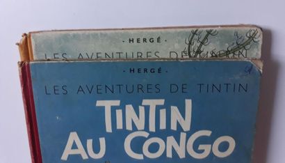 TINTIN ensemble de 2 albums : Au Congo (B1, 1947, état moyen), Rackam (EO, A24, mauvais...