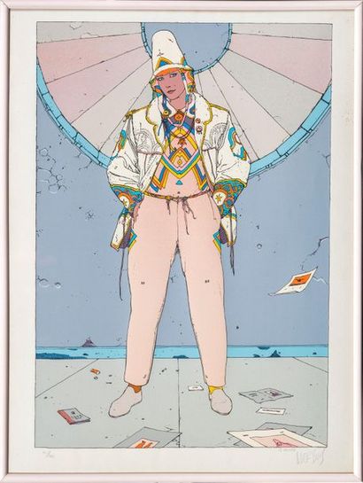 Moebius - sérigraphie irage Starwatcher 1 colours (woman standing). Numbered (/300)...
