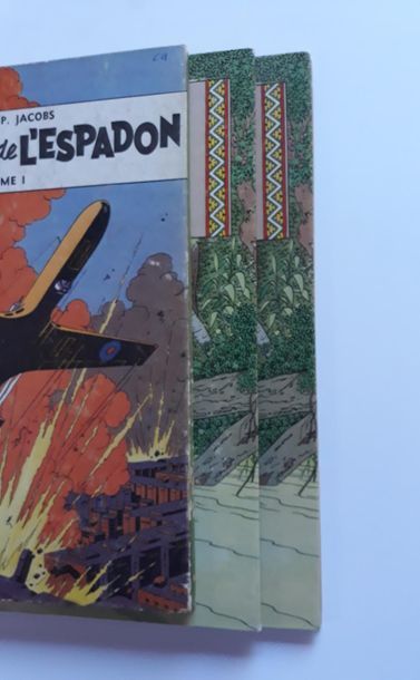 Tintin + Blake et Mortimer ensemble de 3 albums : Oreille cassée (B24 x 2), Espadon...