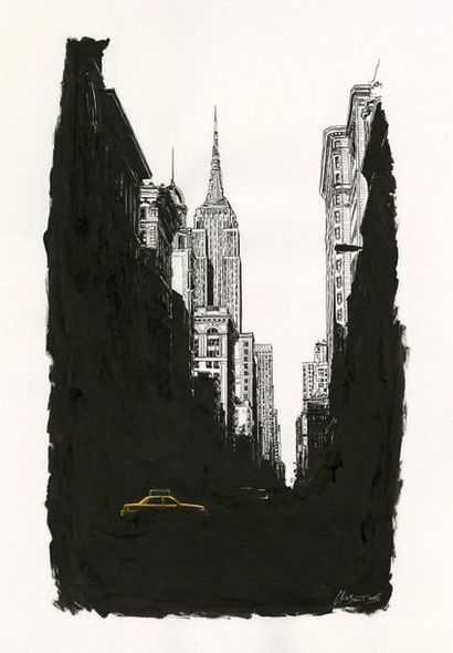 Christophe Chabouté (né en 1967) 
Yellow Cab, 8
Encres de couleur sur papier.
Signé,...