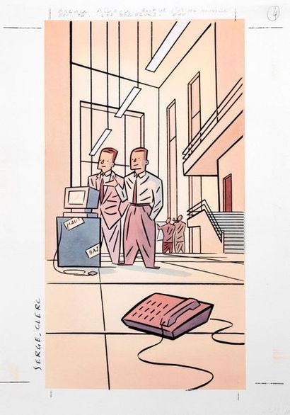 Sergé CLERC (né en 1957) 
Untitled 4
Coloured inks on paper
Signed, 14x26 cm.