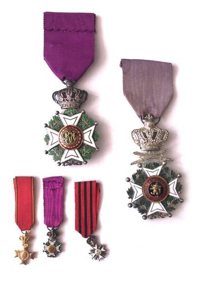  BELGIUM ORDER OF LEOPOLD, created in 1832. Set including two knight's crosses: -...