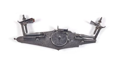 null Large double lock with one wheel and two hammers for rampart rifle, with flat...