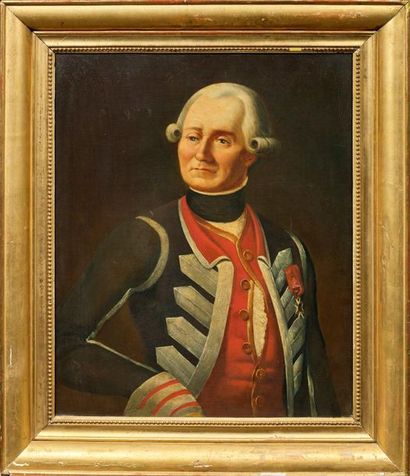 École française du XIXe siècle. 
"Officer of the French guards in bust bearing the...