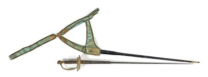 null Uniform officer's sword. 
Brass mount, pommel with helmet patch. One-branch...