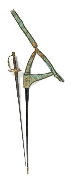 null Uniform officer's sword. 
Brass mount, pommel with helmet patch. One-branch...