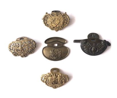 Lot of five sword guards: - with portrait...