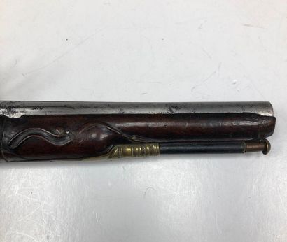 null Flintlock pommel gun. Round barrel with sides, punched from the anchor under...