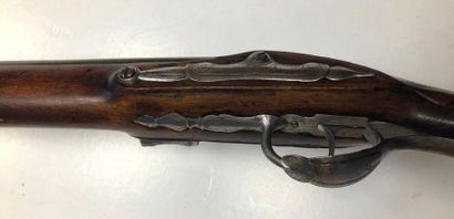 null Flintlock travel tromblon. 
Round barrel, blued all along its length and gilded...