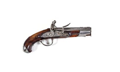 null Marshal's pistol, model 1770. 
Round barrel with thunder flats. Platinum and...