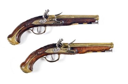 Pair of naval officer's flintlock pistols....