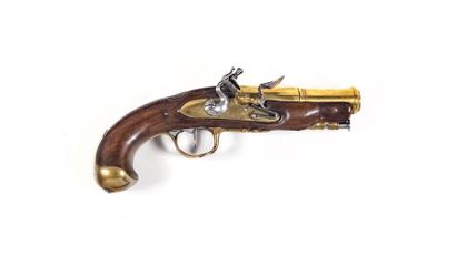 null Flintlock navy pistol. 
Round barrel with thunder and platinum muzzle-feel and...