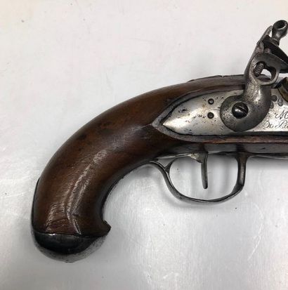 null Marshalsea flintlock pistol. 
Round barrel with thundering flats. Engraved lock...