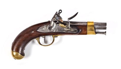 null Shortened flintlock pommel pistol type An XIII. 
Round barrel with thundering...