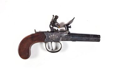 Flintlock chest pistol. Round barrel. Engraved...