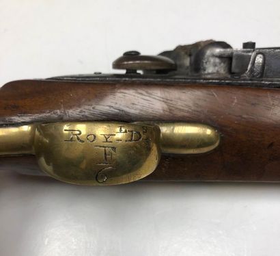 null Flintlock pistol for export. 
Round barrel (rifle barrel). Tower lock. Brass...