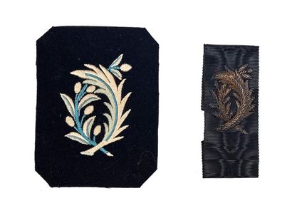 FRANCE Palmes académiques - Deux Palmes d'habits - A patterned palm embroidered...