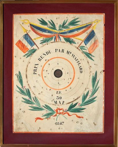 null Set of six targets, named, between 1847 and 1857. 
Ink and watercolour. Framed...