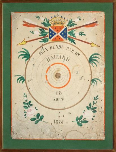null Set of six targets, named, between 1847 and 1857. 
Ink and watercolour. Framed...