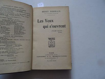 null "Les yeux qui s'ouvrent", H. Bordeaux; Ed. Librairie Plon, undated, 446 p. (average...