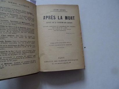 null "Après la mort", L. Denis; Ed. Librairie des sciences Psychique, undated, 440...