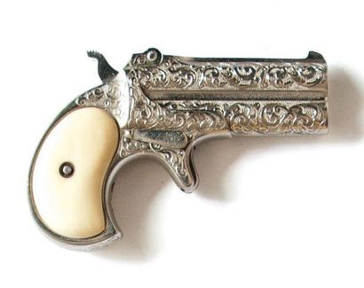 null Pistolet Remington Deringer, modèle 95 over-under. 2 coups, calibre 41''. Canons...