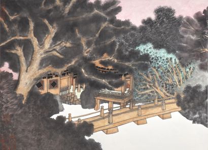 GUO Huawei (1983) 
The garden of century-old trees, 2012

Ink and acrylic on rice...