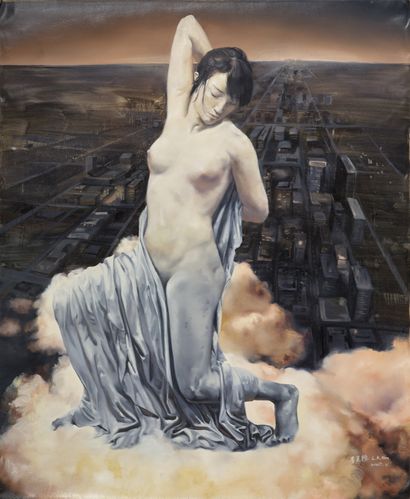 LI KENAN (1978) 
Woman above the city, 2007

Oil on canvas (not mounted on stretcher),...