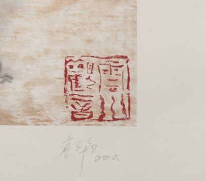 GUO Huawei (1983) 永恒的家园》，2010年
宣纸上的水墨和丙烯，右下角有艺术家的印章
68 x 68 cm