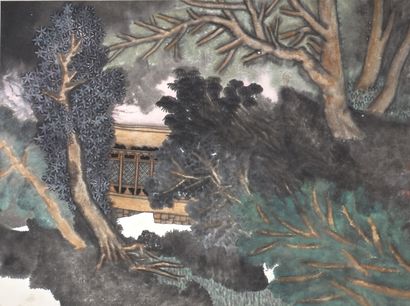 GUO Huawei (1983) 
The garden of century-old trees, 2012

Ink and acrylic on rice...