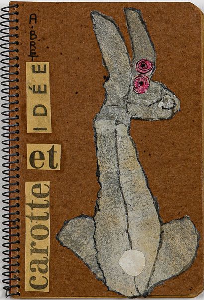 BRET Annie Carotte et idée / Technique mixte et collage sur couverture d'un carnet...
