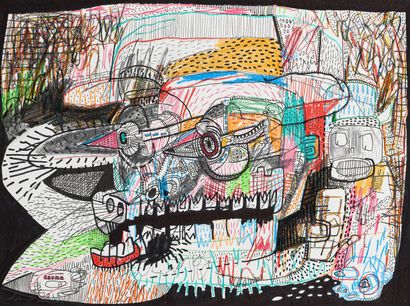 DAVMO, David MORRIS dit Untitled / Mixed media on paper / Signed lower left / Signed...