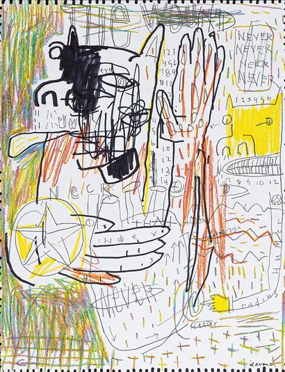 DAVMO, David MORRIS dit Untitled / Mixed media on paper / Signed lower right / 28...