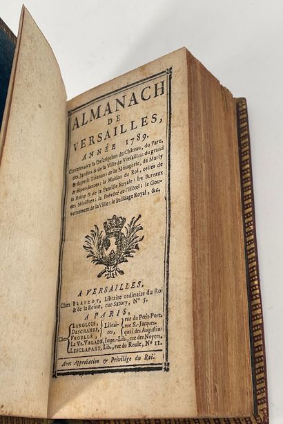 null 
Almanach de Versailles, année 1789, Versailles, Blaizot ; in-16, plein maroquin...