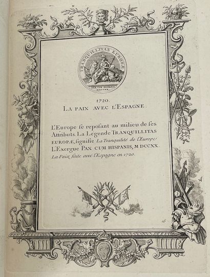 [GODONNESCHE (Nicolas) et G. R. FLEURIMONT?] 
路易十五统治时期的勋章，[1749]（？一本4开的书，以当代全小牛皮...