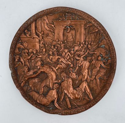 null 
Medallion representing the abduction of the Sabines.
D. 15 cm approx.