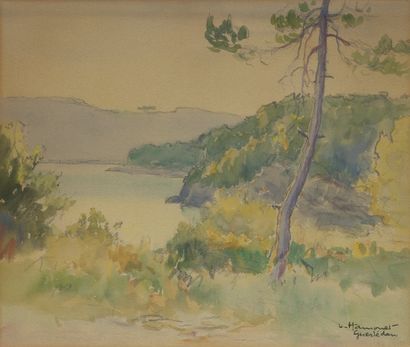 null Léon HAMONET (1877-1953)

Marre de Bretagne

Aquarelle signée en bas à droite

26...