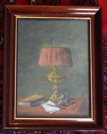 null Antoine Auguste THIVET (1856-1927) 

Still life with lamp

Signed lower right

18...