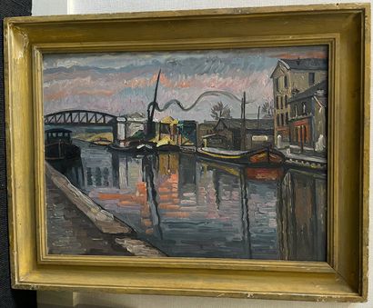 null René CHAMBON (1888-?)

The Canal, 1954

Oil on cardboard signed lower right

54...