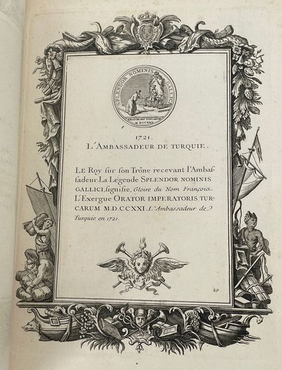 [GODONNESCHE (Nicolas) et G. R. FLEURIMONT?] 
路易十五统治时期的勋章，[1749]（？一本4开的书，以当代全小牛皮...