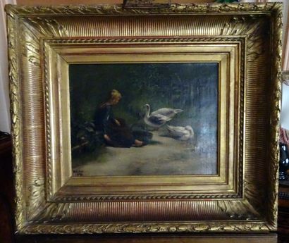 null HILDA (?) Jeune daughter caring for geese, 1876

oil on canvas signed and dated...