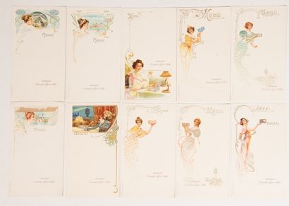 null LEFEVRE-UTILE. 10 advertising menus. Art Nouveau series. Dessert Biscuits Lefèvre-Utile....