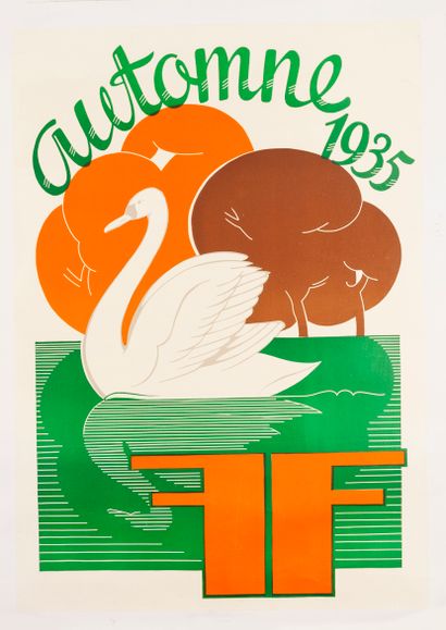 null ANONYME. Automne 1935. Chaussures F.F. Affiche lithographique. Sans mention...