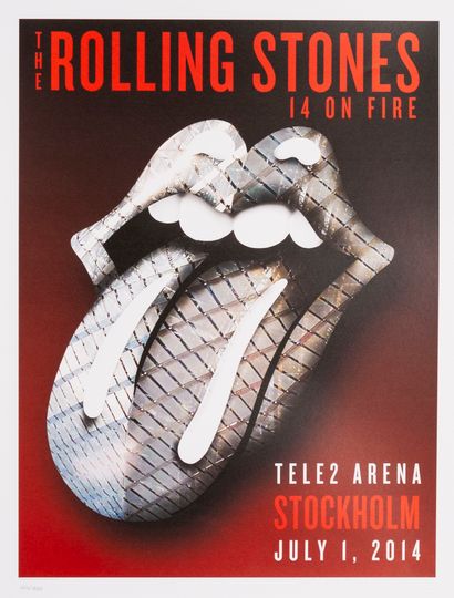 null Affiche originale de la Tournée des Rolling Stones. 14 on Fire. Stockholm 1er...