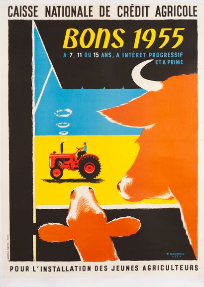 null BAUDOUIN P. Caisse Nationale de Crédit Agricole. Bons 1955. Affiche lithographique....