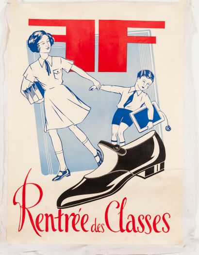 null Deux affiches:

ANONYME. Rentrée des classes chaussures F.F. Affiche lithographique....