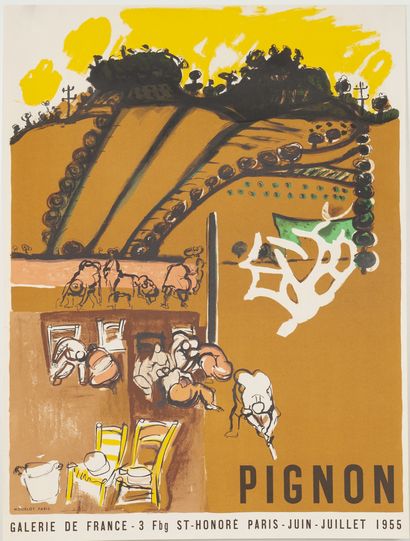 null PIGNON Edouard. Galerie de France Paris. Juin - Juillet 1955. Affiche lithographique...
